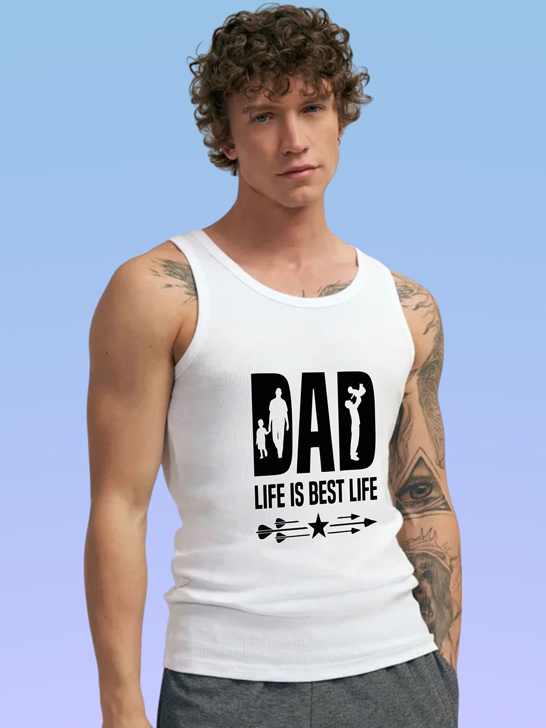 Uniplanet store Printed Scoop Neck Gym Vest UVM-DAD-LYF-WHT-S-picture-18