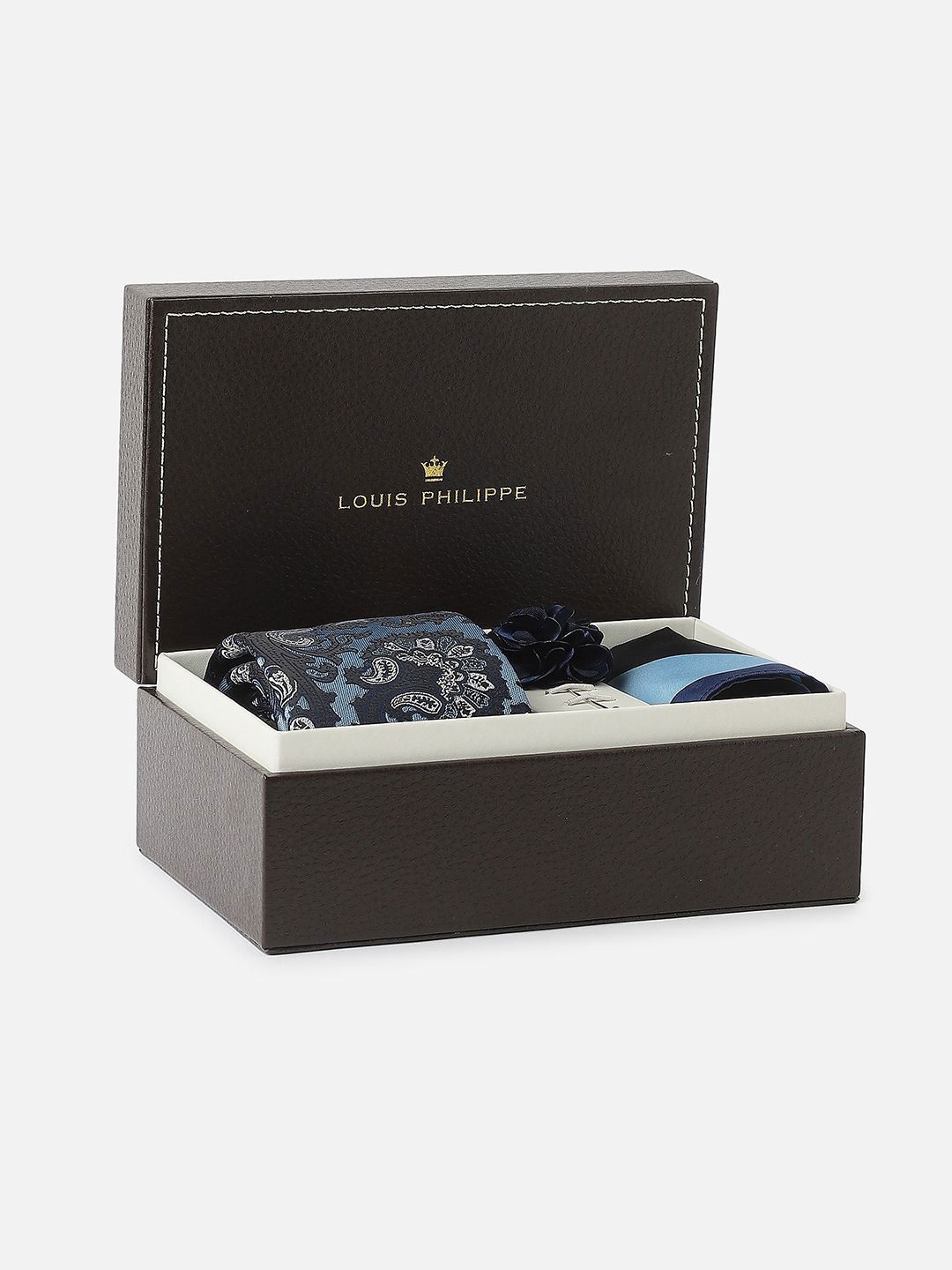 Louis Philippe Men Accessory Gift Set Of Tie and Pocket Square-picture-29