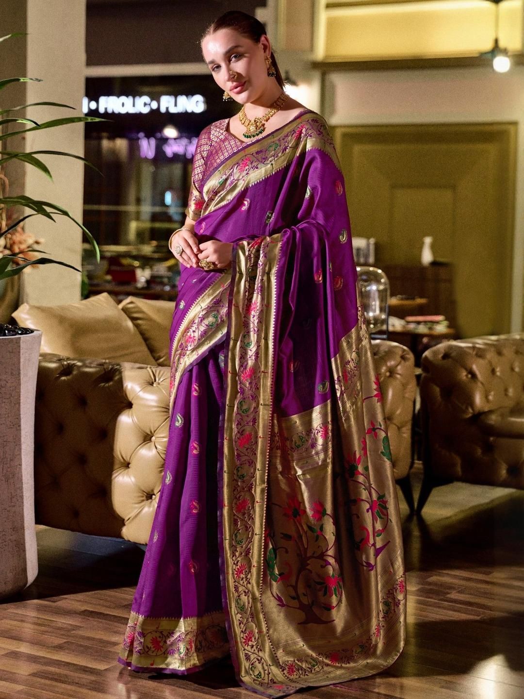 KALINI Woven Design Zari Paithani Saree-picture-19
