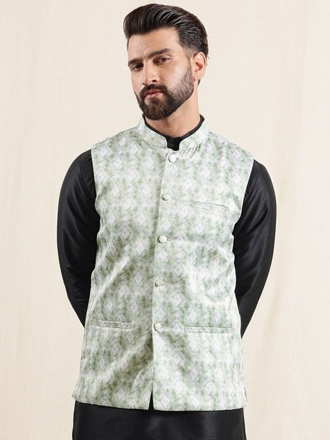 Anouk Geometric Printed Nehru Jacket-picture-56
