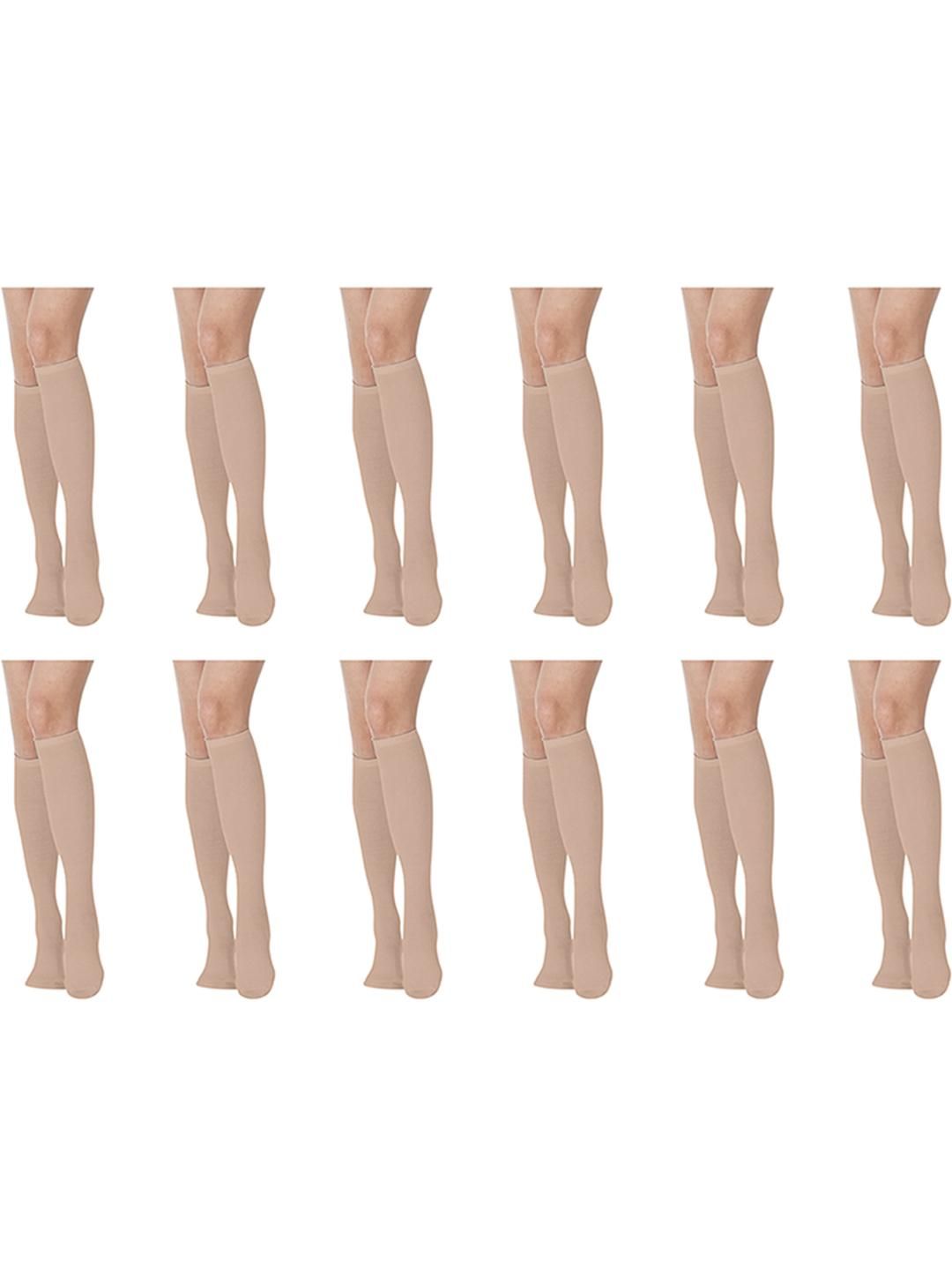 MUKHAKSH Women Set Of 12 Cotton Plain Knee High Socks-picture-37