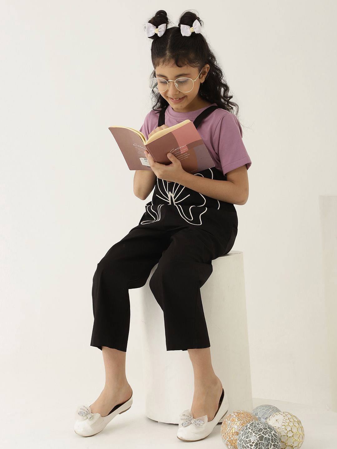 Bugandbees Girls Butterfly Motif Printed Pure Cotton Dungaree-picture-51