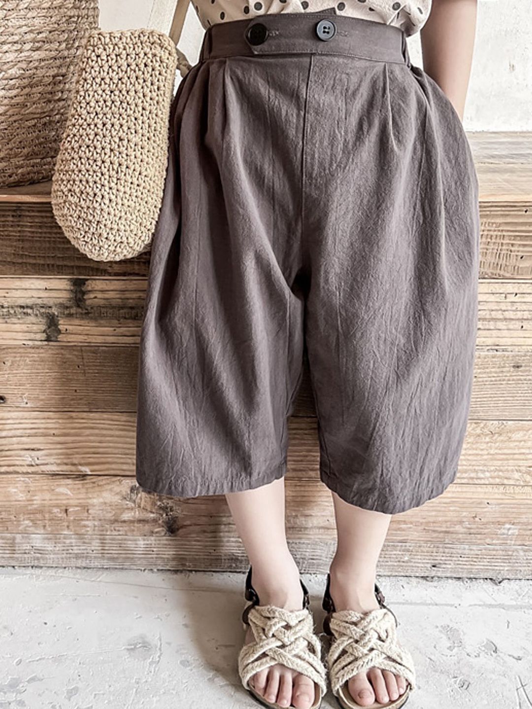 LULU & SKY Girls Cotton Pleated Culottes Trousers-picture-14