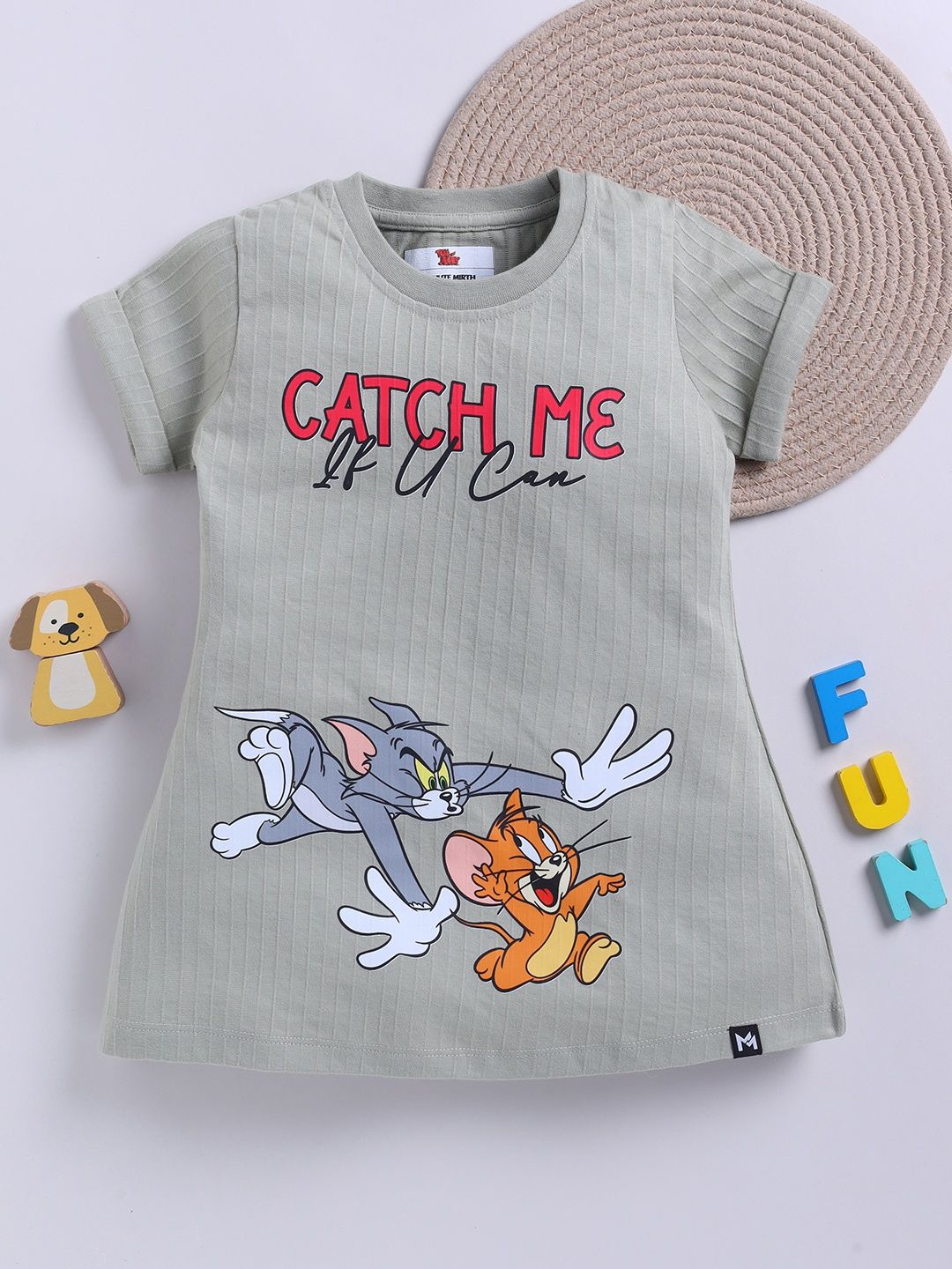 YK X Minute Mirth Girls Tom & Jerry Printed A-Line Dress-picture-32