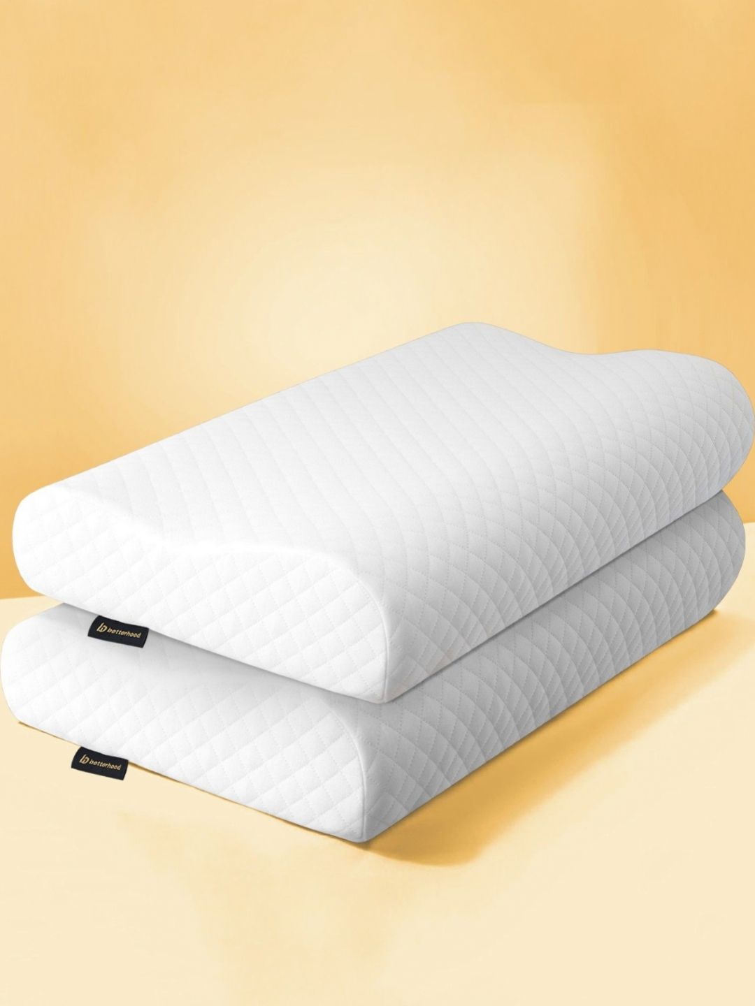 betterhood Pack of 2 White Memory Foam Ergonomic Dual Height Large Cervical Sleep Pillows-picture-47