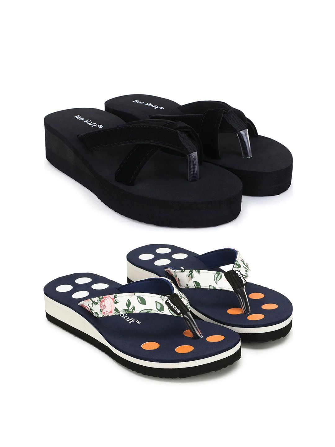 TWO SOFT Women Pack Of 2 Open Toe Comfort Heel Sandals-picture-33