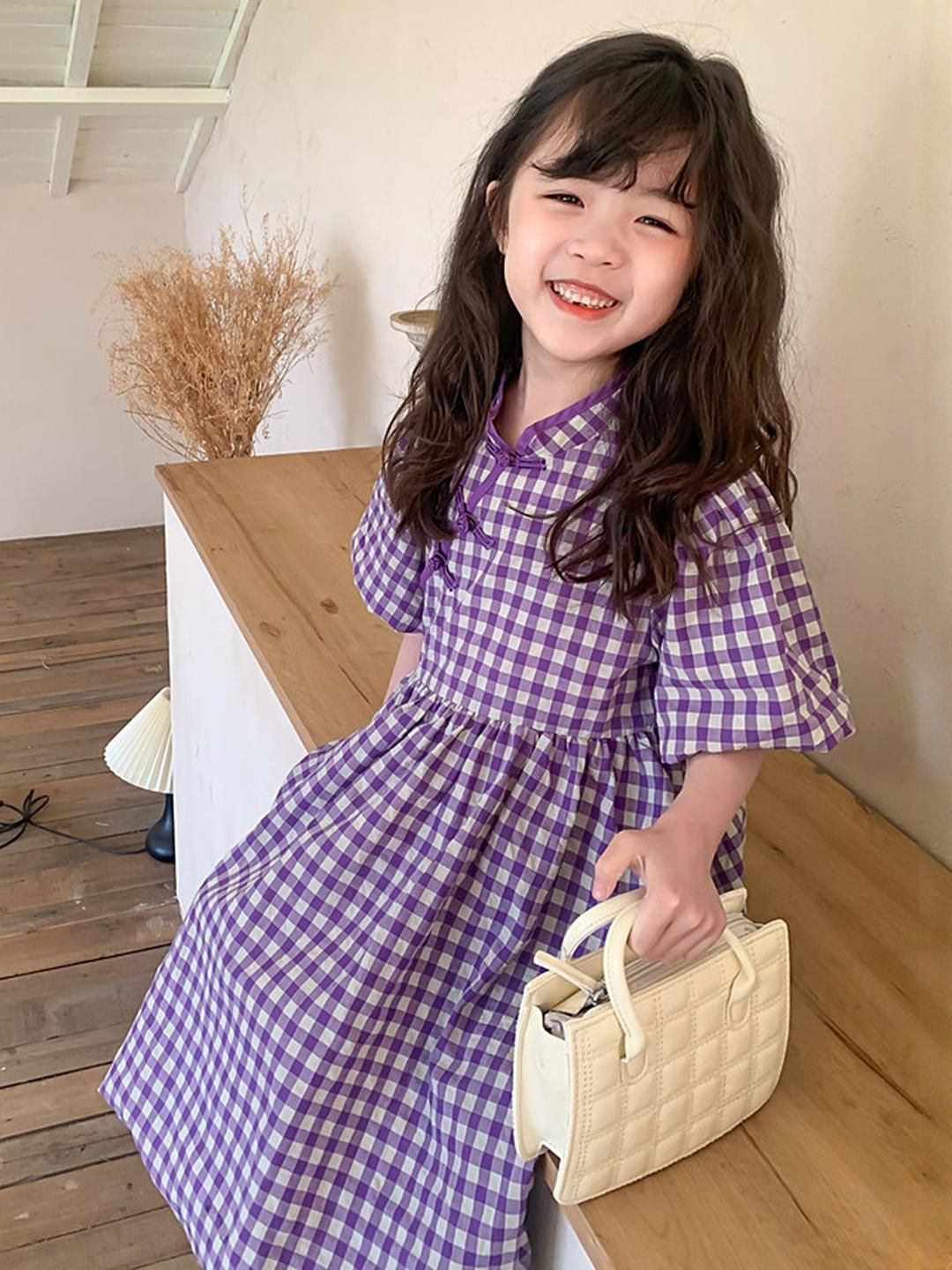 LULU & SKY Checked Flutter Sleeve Fit & Flare Dress-picture-27