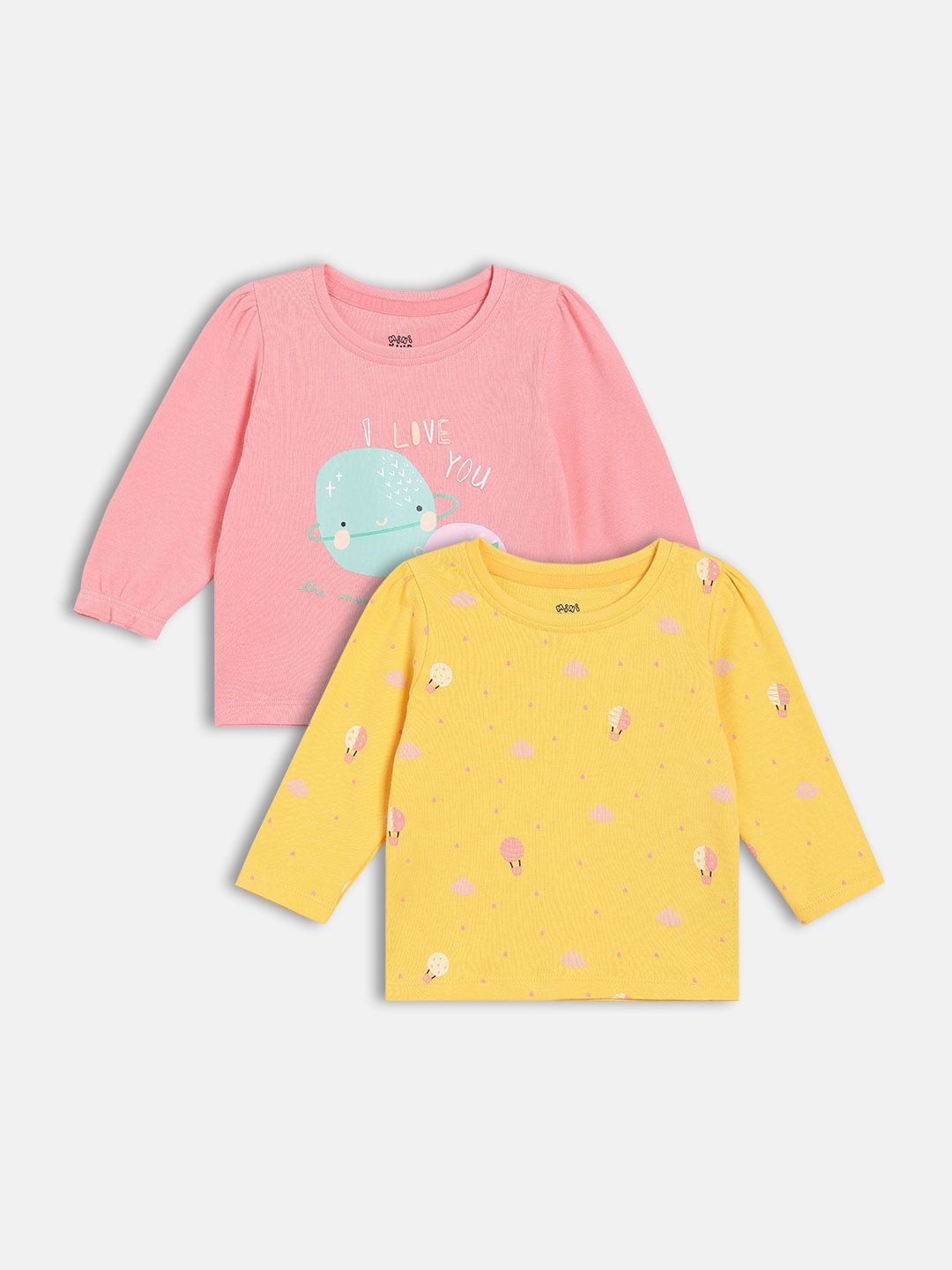 MINI KLUB Girls Pack of 2 Graphic Printed Round Neck Cotton Top-picture-34