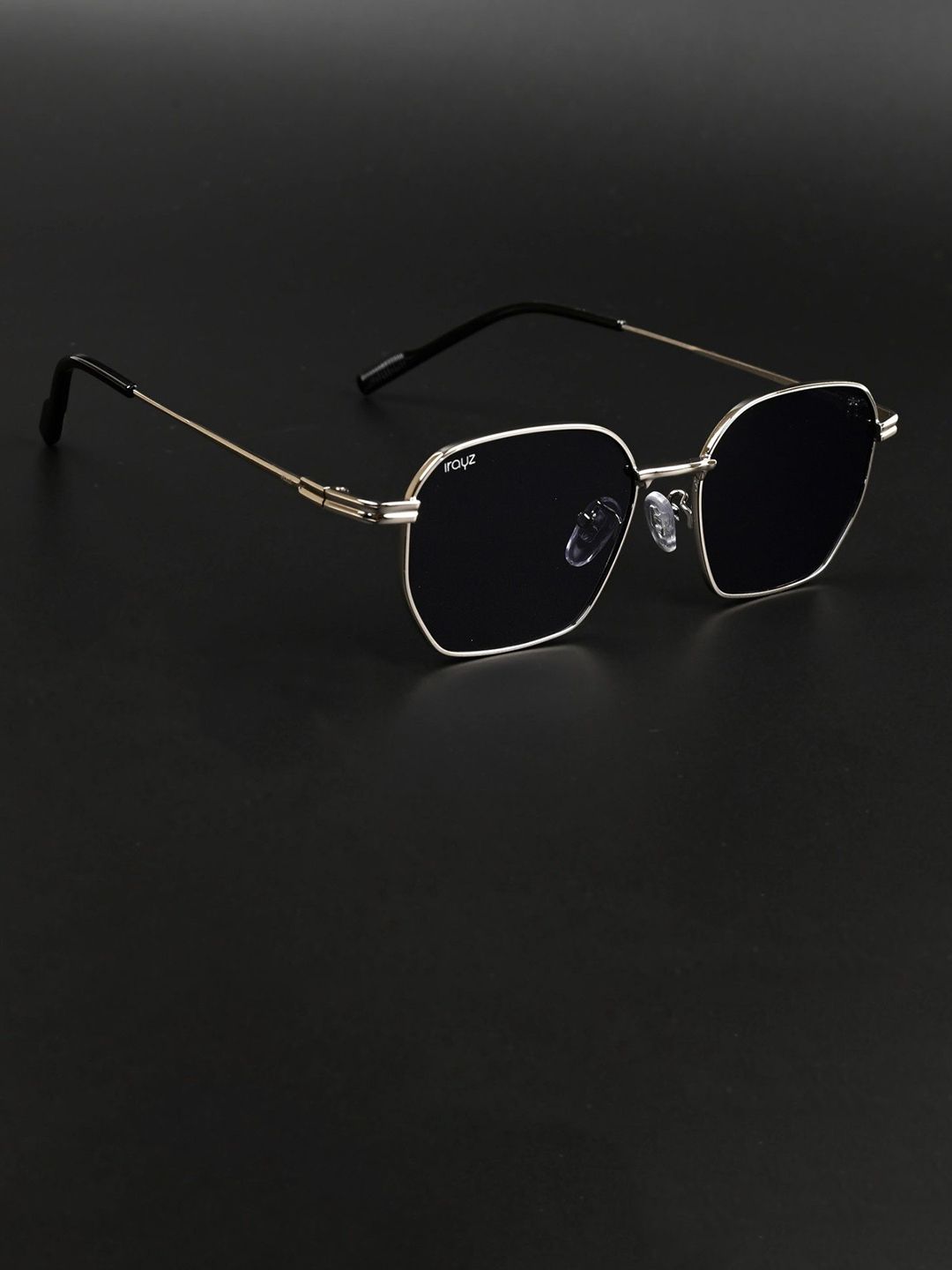 Irayz Men Black Lens & Gold-Toned Square Sunglasses with UV Protected Lens-picture-19