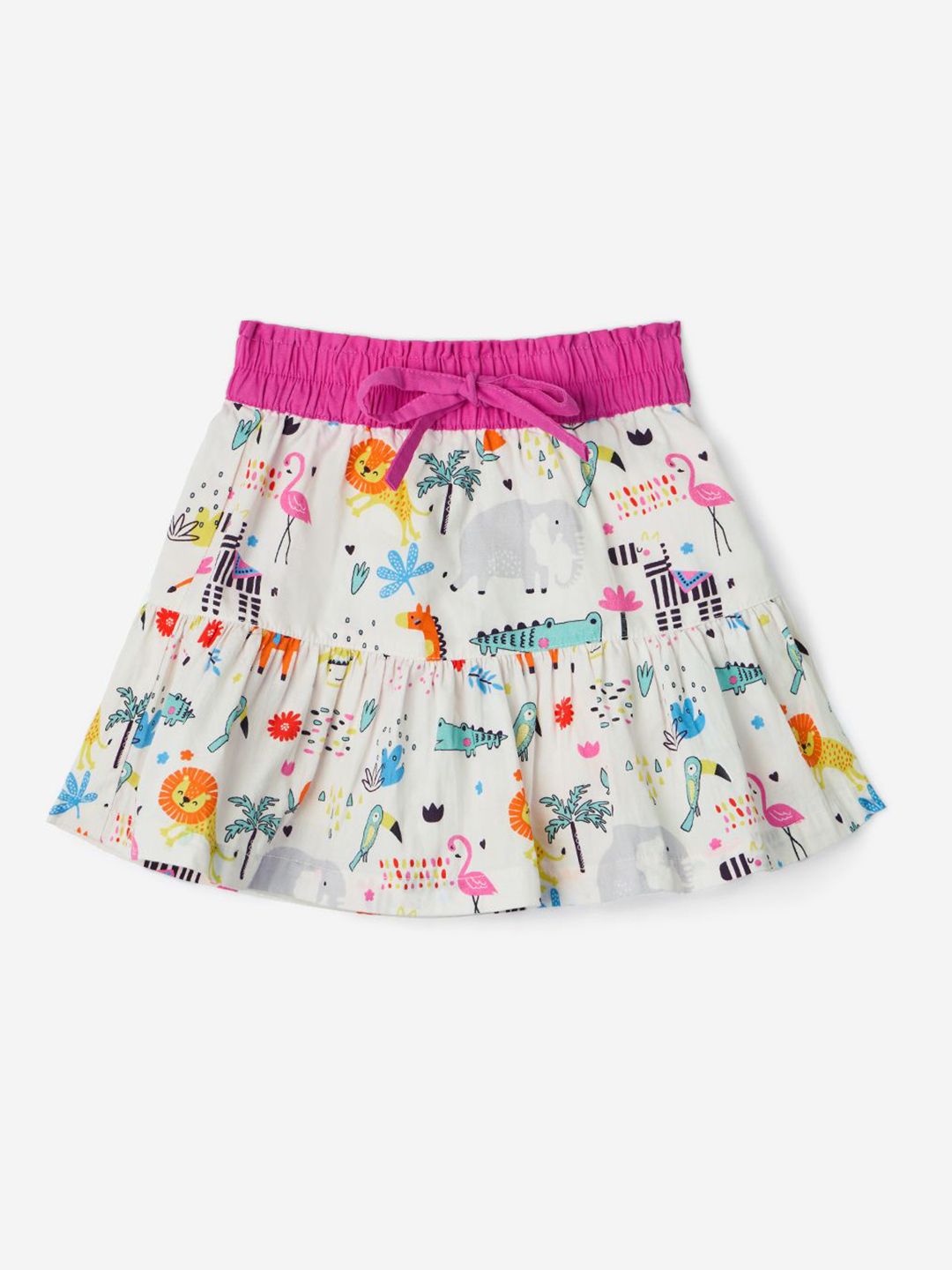 The Souled Store Girls Printed Tiered Pure Cotton Above Knee Skirt-image-17