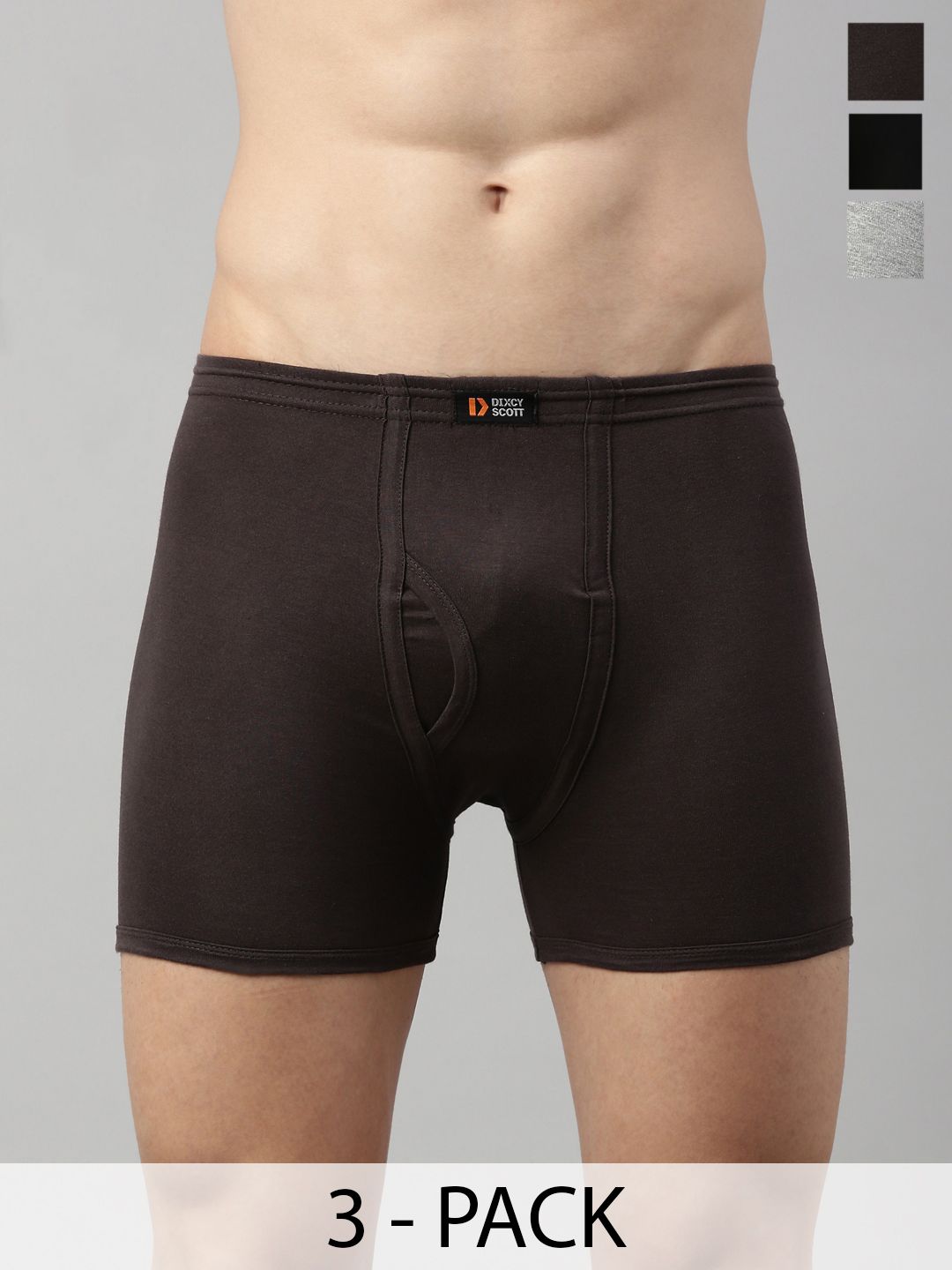 Dixcy Scott Originals 3P Assorted Pure Combed Cotton Midrise Trunks LEGENDTRNK-TRNK-P3, AS
