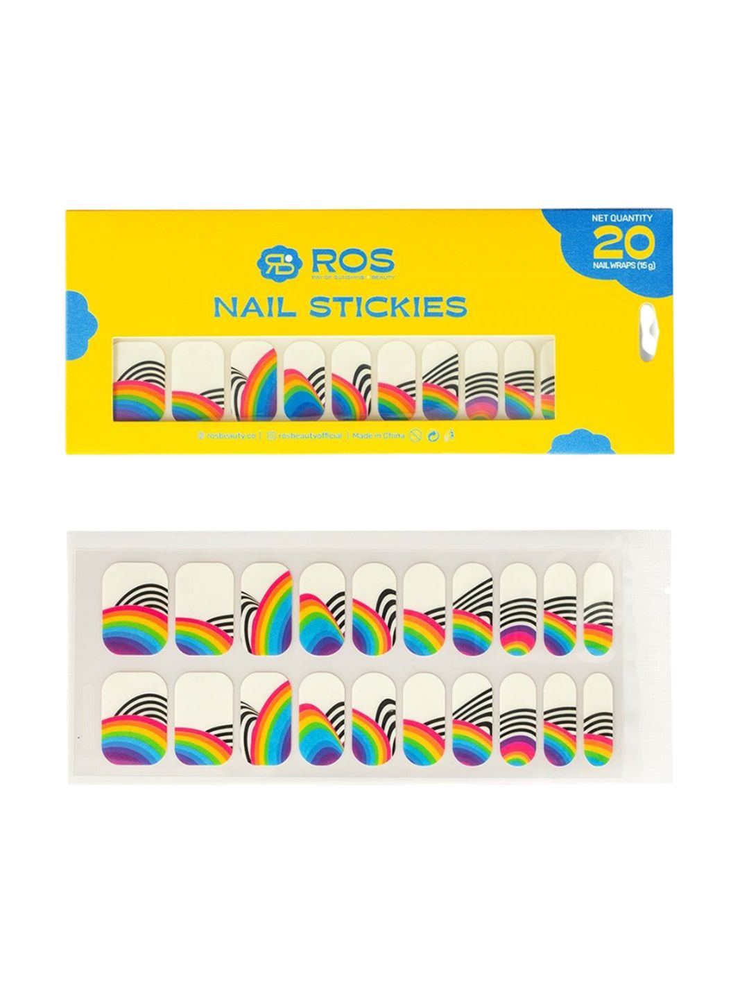 Ray Of Sunshine- ROS Beauty Set Of 20 Peel & Stick Nail Art Stickers- Rainbow-picture-36