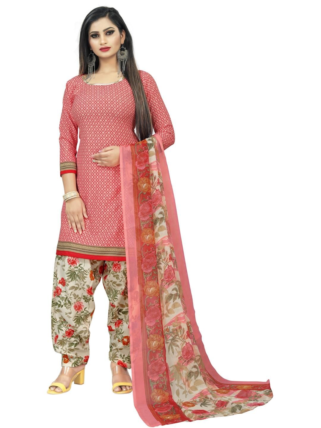 Attigo Printed Printed Cotton Blend Kurta & Patiyala Dress Material with Dupatta-image-39