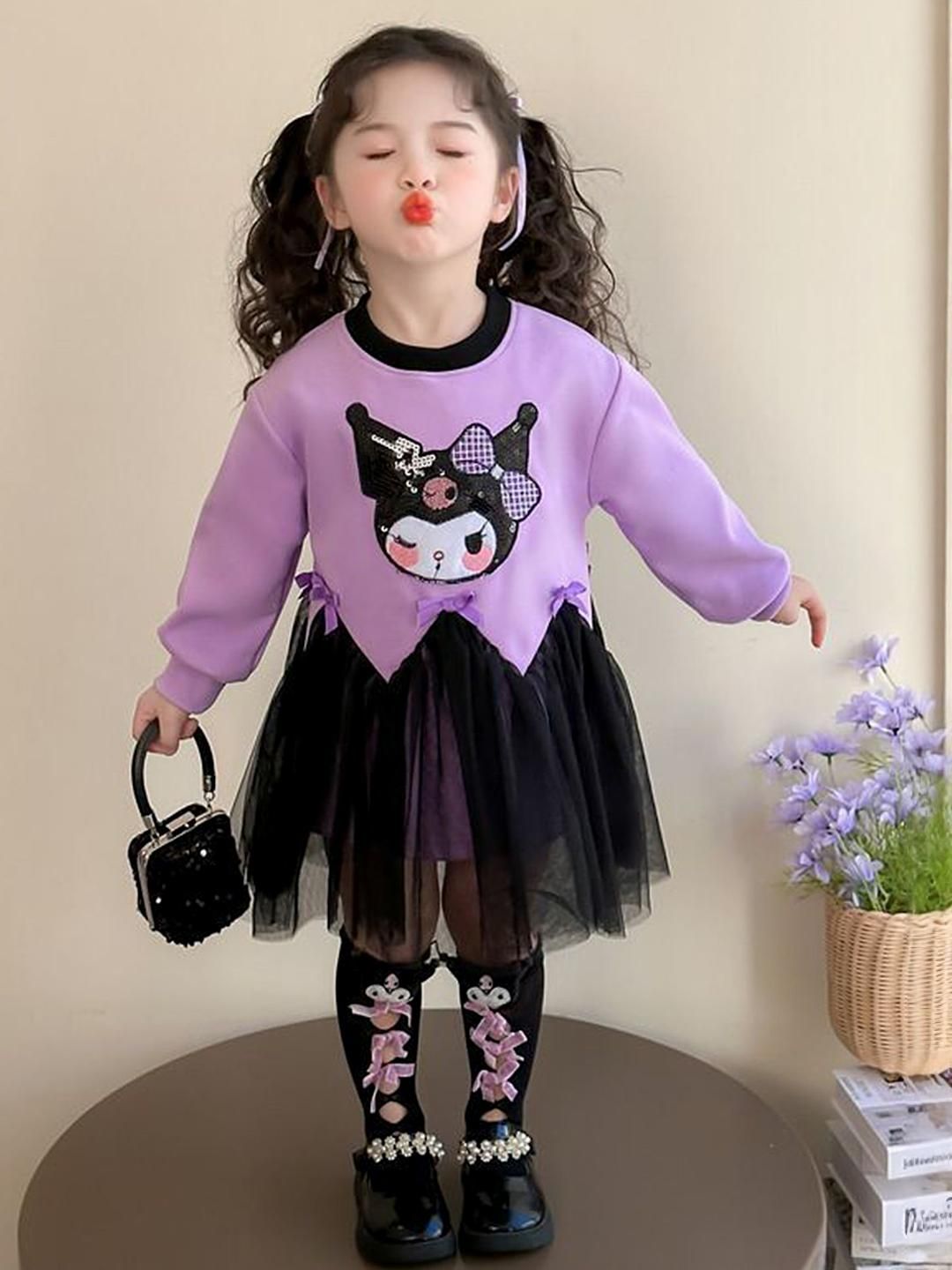 LULU & SKY Girls Colourblocked Sequinned Fit & Flare Dress-picture-29