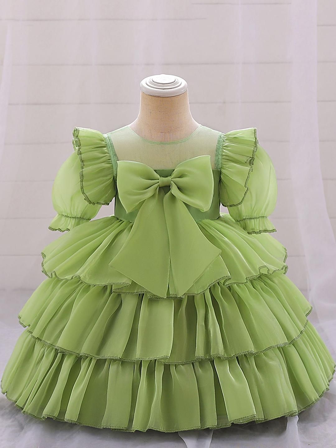 LULU & SKY Girls Puff Sleeves Bow Detail Fit And Flare Dress-image-38