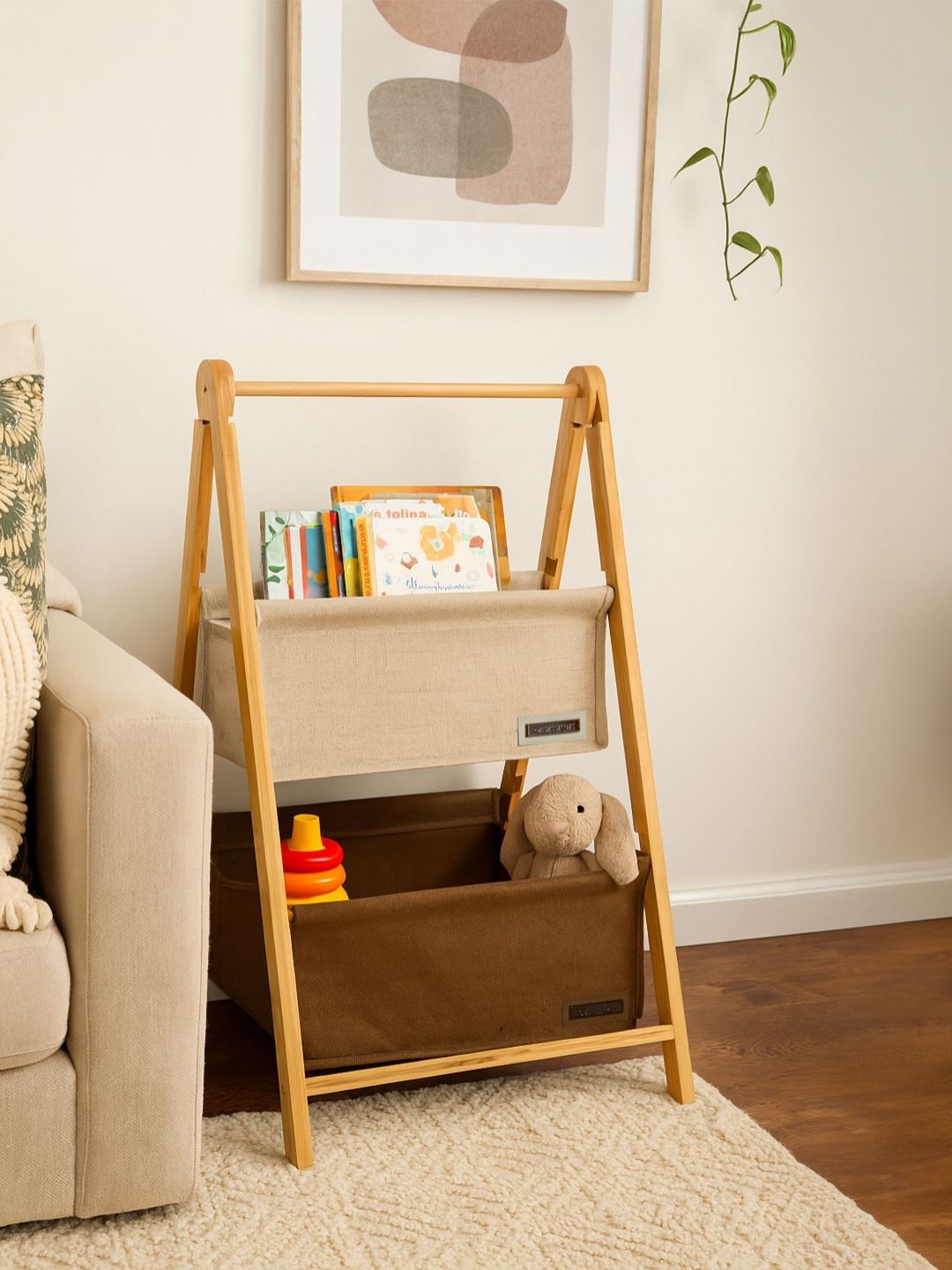 OBSESSIONS Beige & Brown Large Foldable Laundry Storage Basket-picture-17