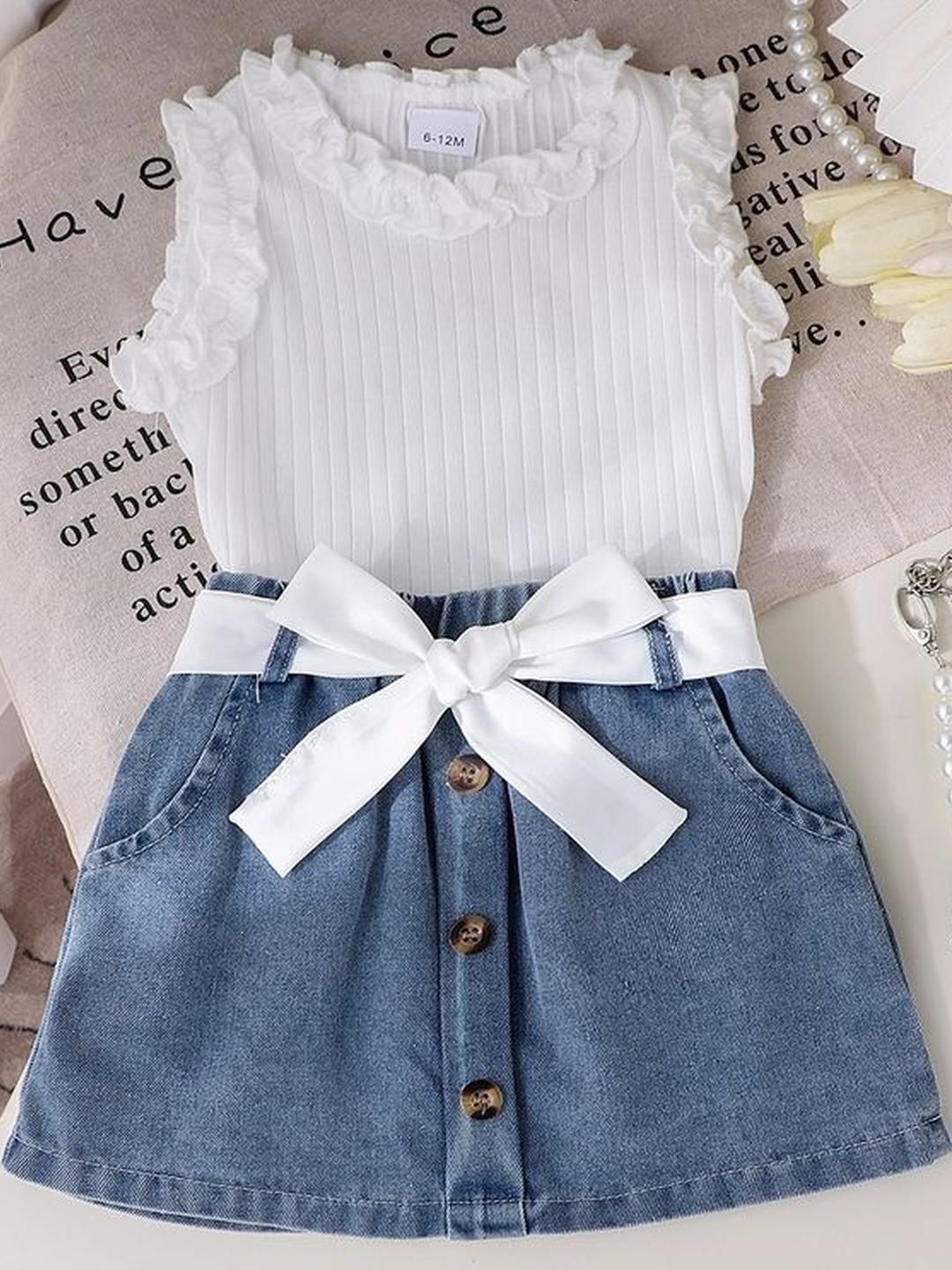 LULU & SKY Girls Pure Cotton Top With Skirt-picture-31