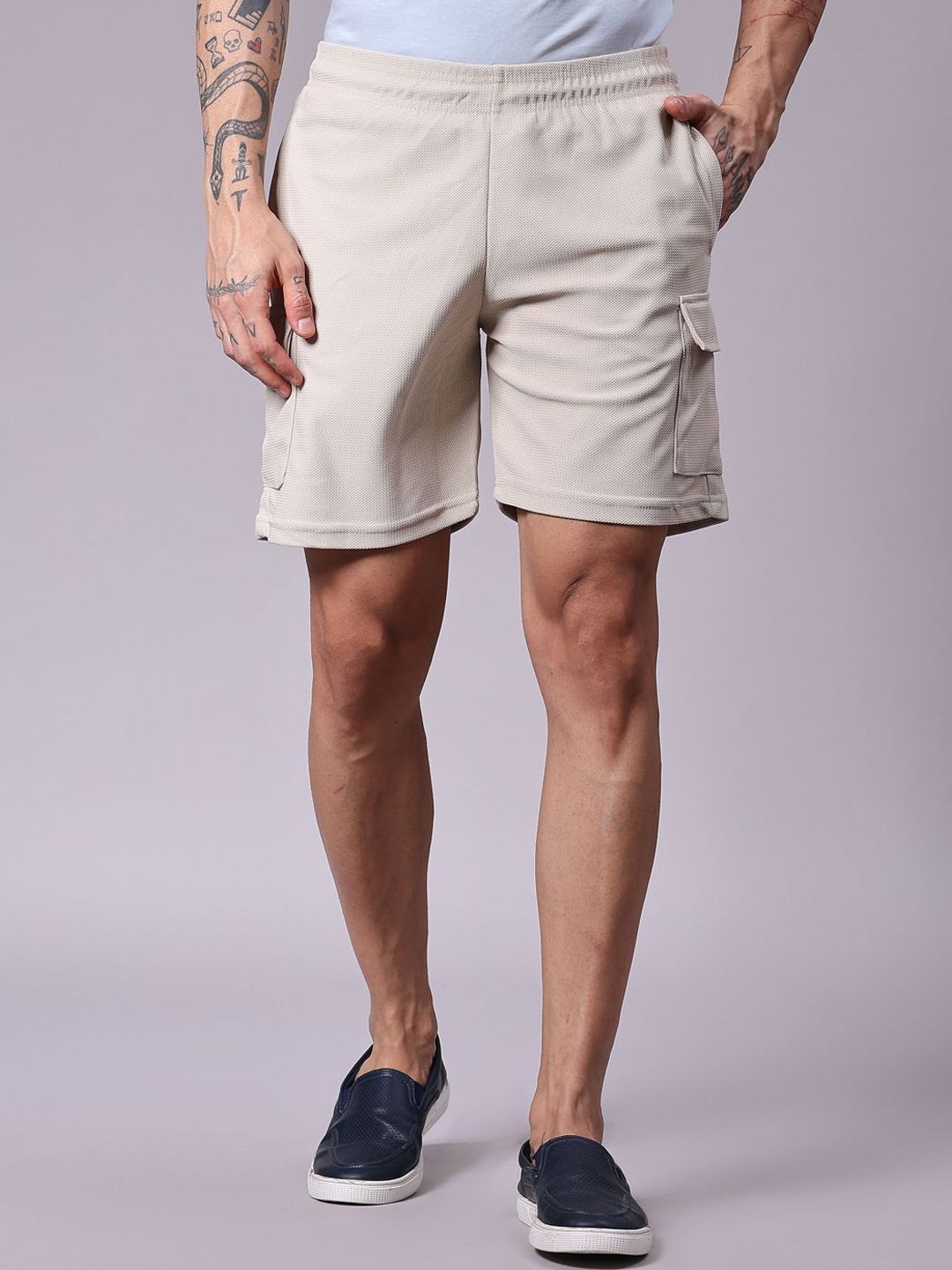 V-Mart Men Self Design Mid-Rise Cargo Shorts-picture-25