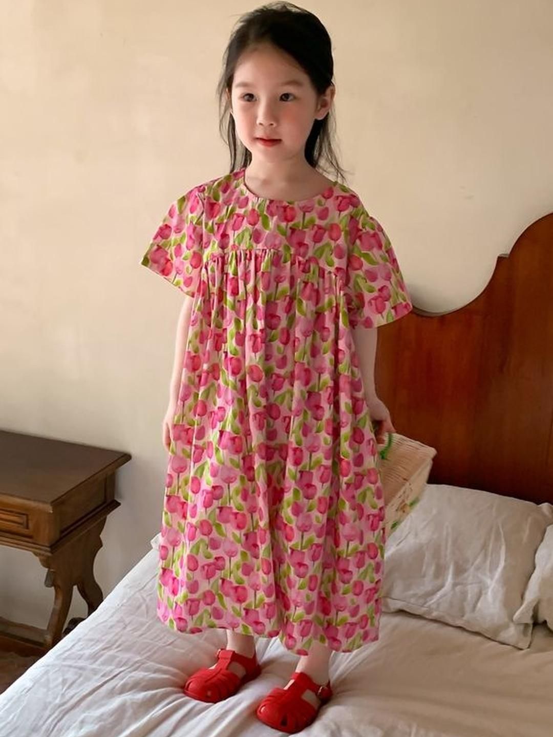 LULU & SKY Floral Print Flared Sleeve Maxi Dress-picture-54