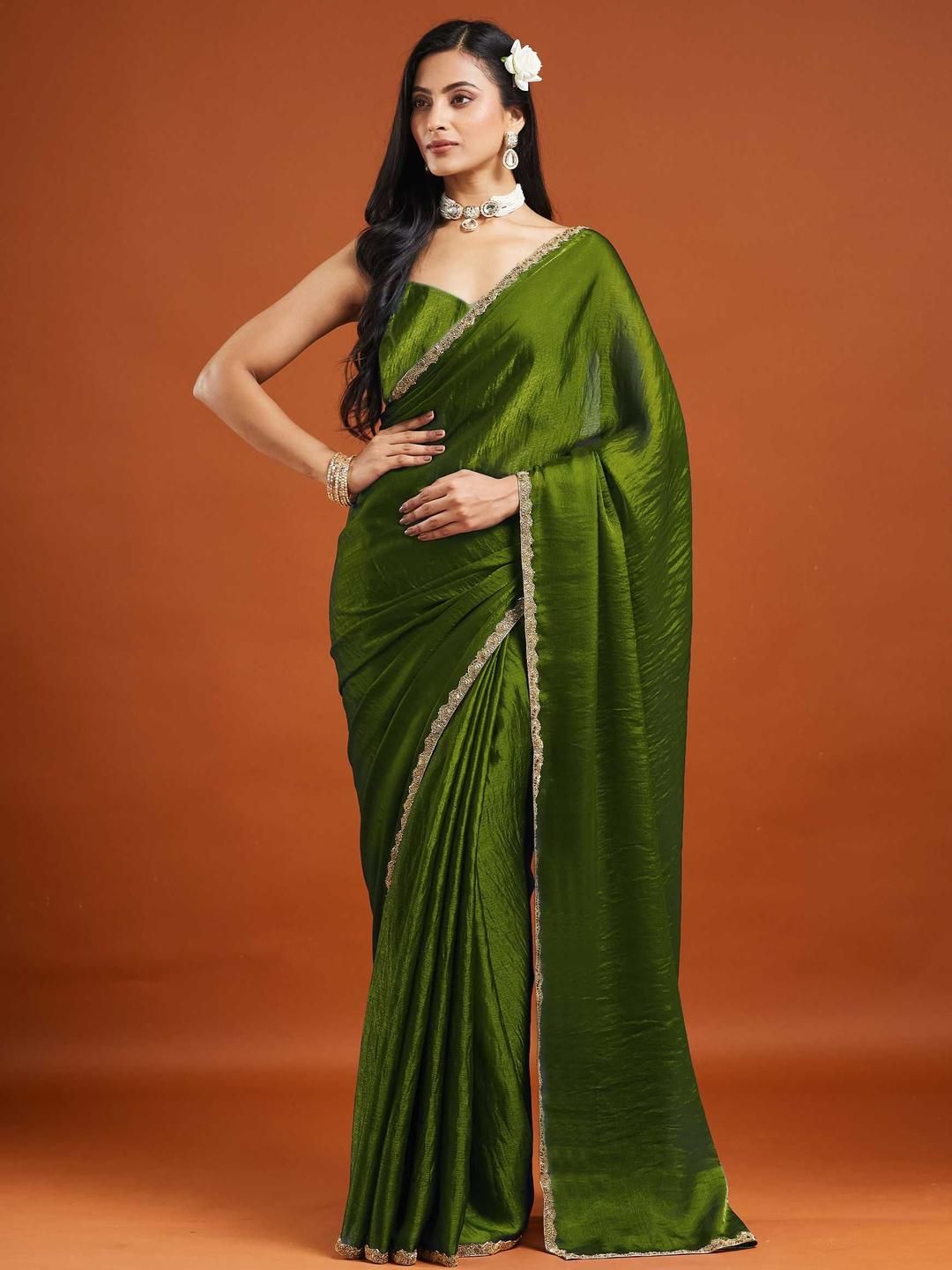 LOROFY Embellished Beads and Stones Pure Chiffon Designer Saree-picture-22
