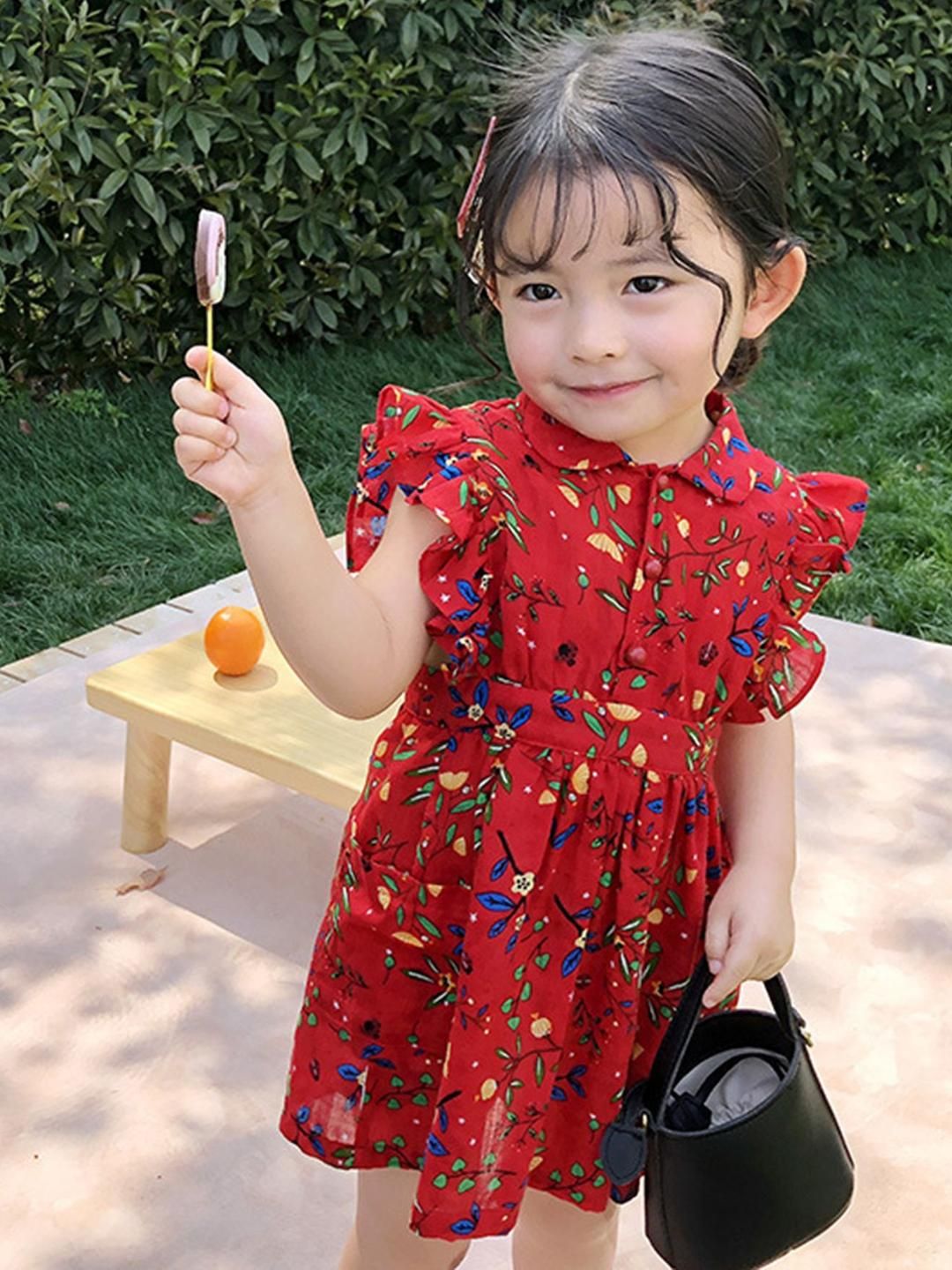 LULU & SKY Girls Floral Printed Belted Fit and Flare Dress-image-48