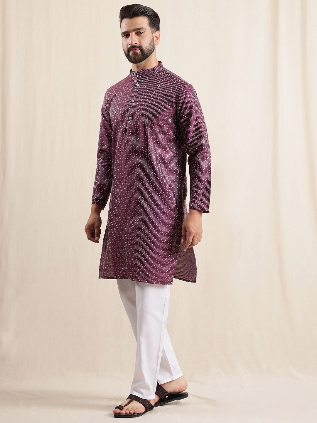 Anouk Men Geometric Embroidered Kurta with Pyjamas-picture-29
