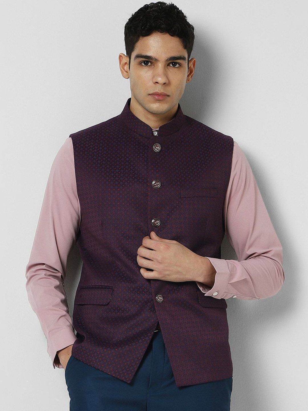 Van Heusen Woven Design Nehru Jacket-picture-25