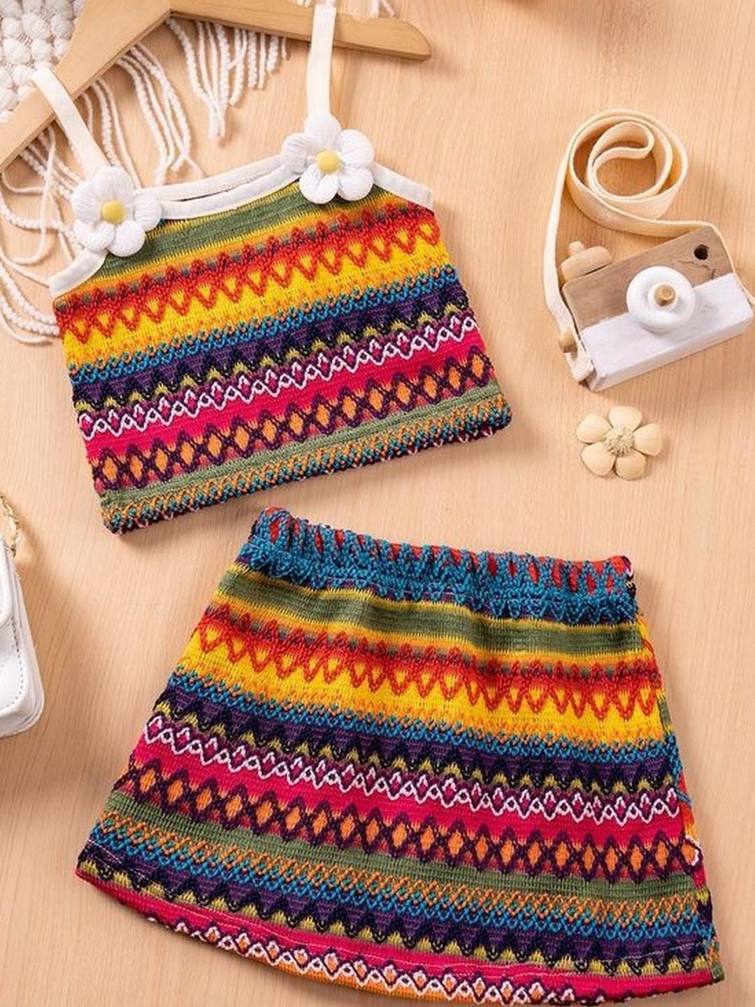 LULU & SKY Girls Striped Top with Skirt-picture-34