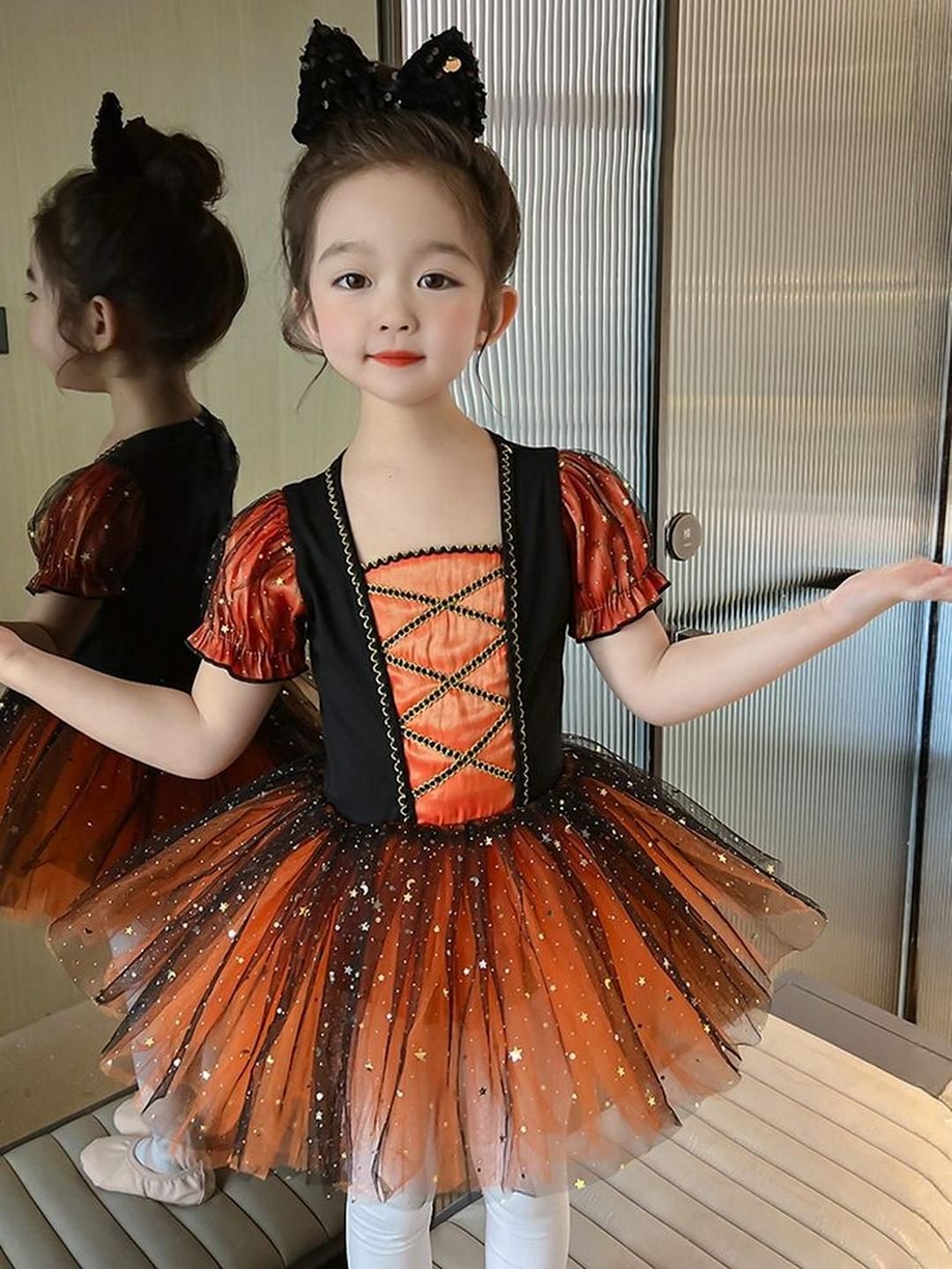 LULU & SKY Girls Embellished Square Neck Puff Sleeves Tulle Fit & Flare Dress-picture-27