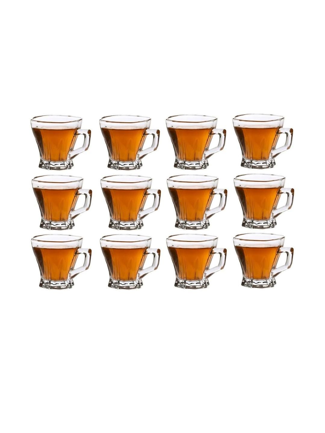 SOMIL Transparent & White Floral Printed Glass Transparent Cups Set of Cups and Mugs-picture-24