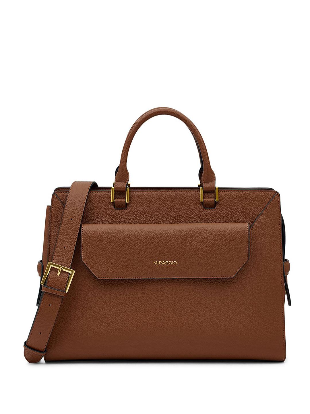 MIRAGGIO Solid Structured 14 Inch Laptop Tote Bag With Adjustable & Detachable Strap-picture-12
