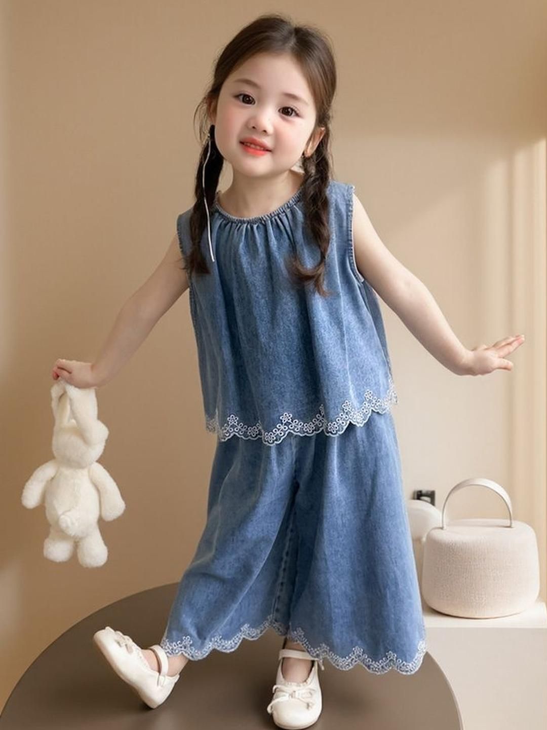 LULU & SKY Girls Pure Cotton Top With Palazzos-picture-34