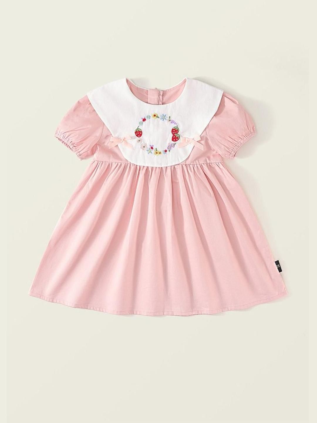 LULU & SKY Girls Embroidered Puff Sleeves Pure Cotton Empire Dress-picture-24