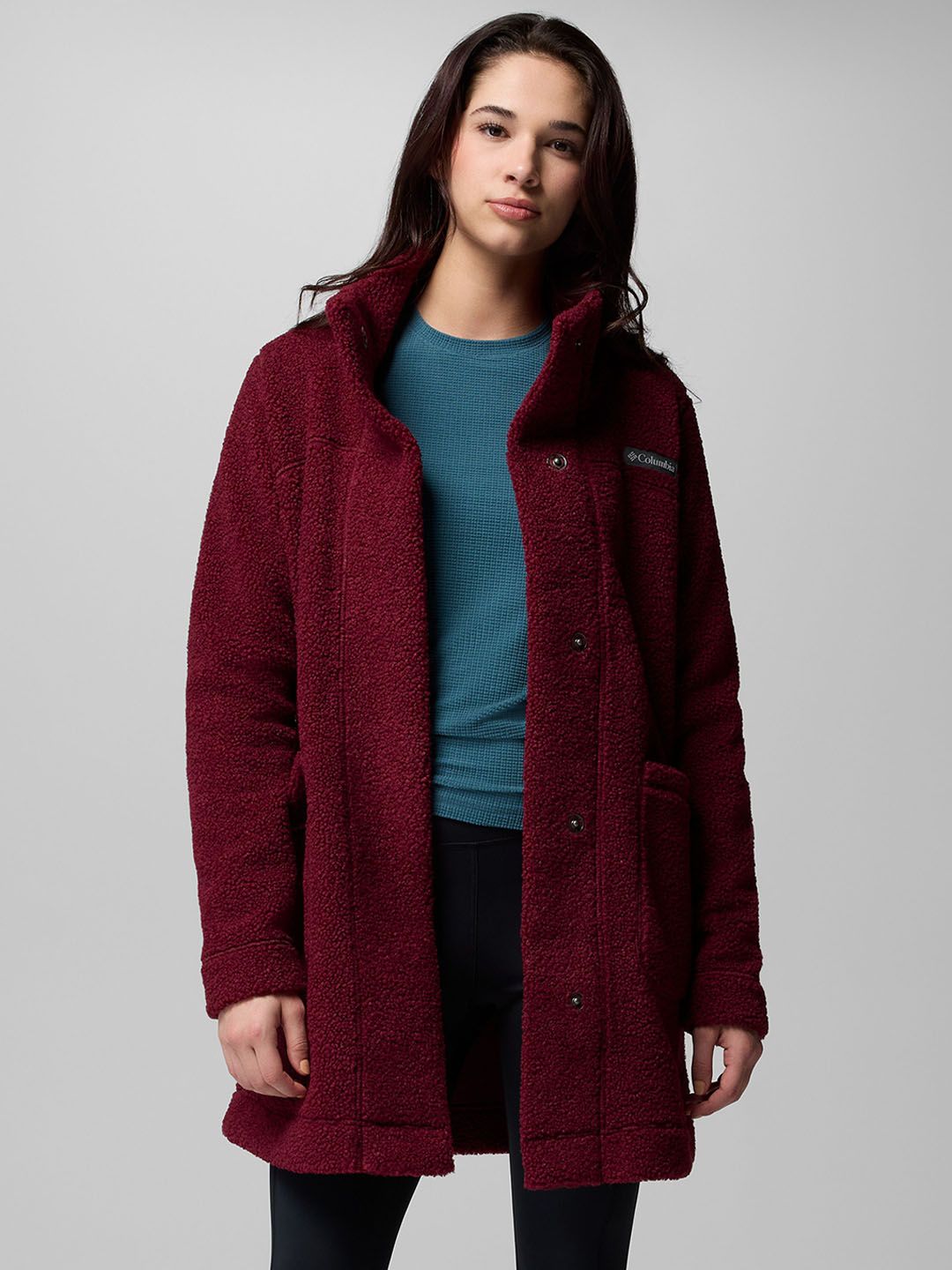 Columbia Women Mock Collar Solid Lightweight Casual Sherpa-picture-37