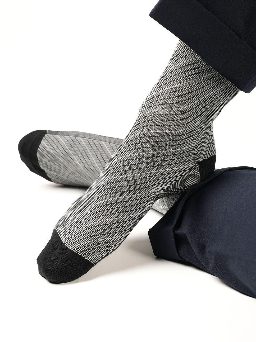 Theater Men Pinstripes Mercerized Cotton Calf Length Formal Socks-picture-53