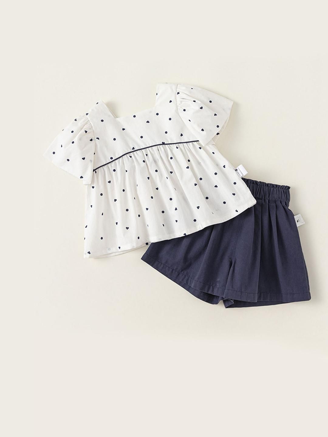 LULU & SKY Infants Printed Pure Cotton Top With Short-picture-16