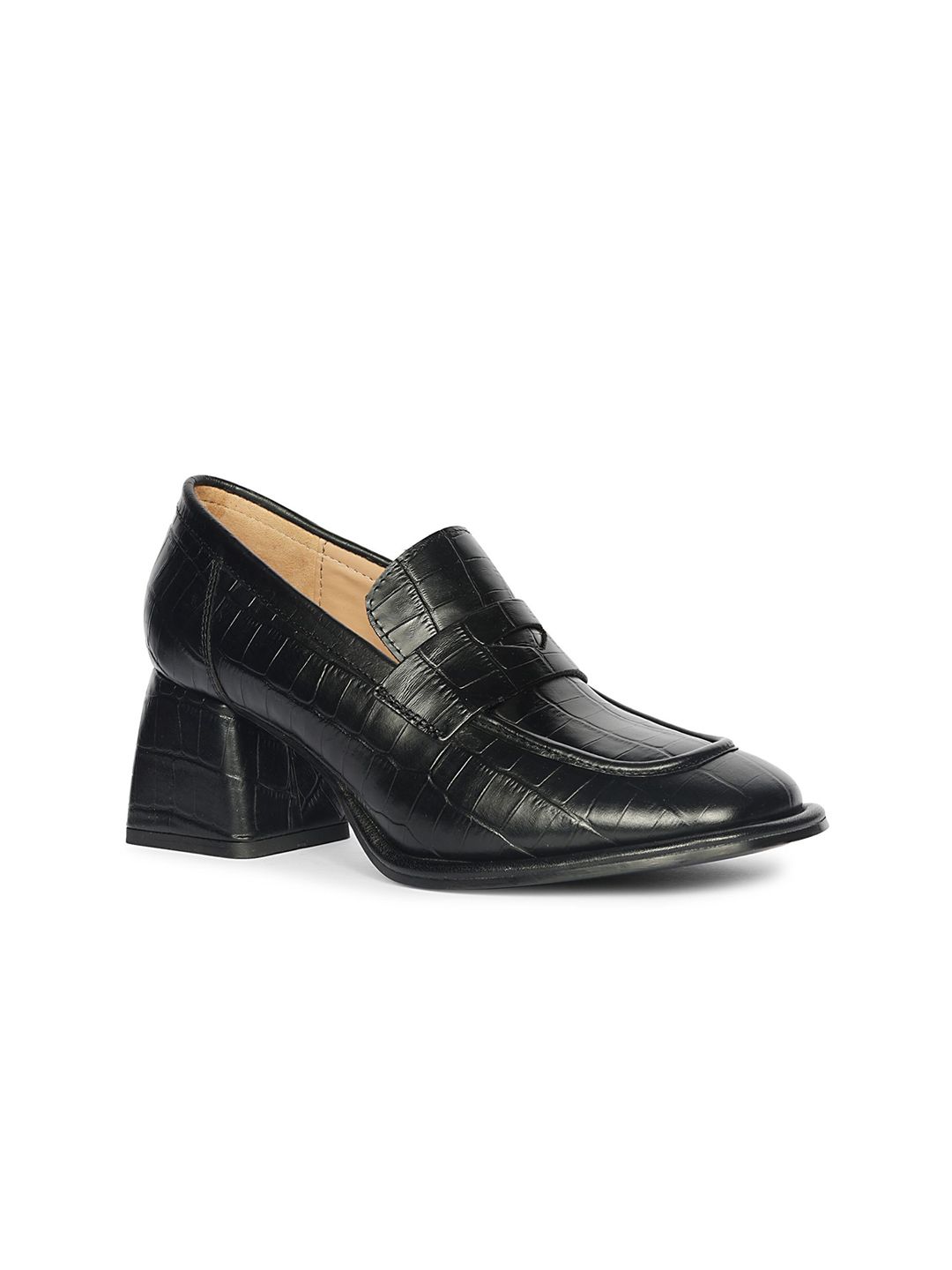 Saint G Textured Leather Block Pumps with Laser Cuts-picture-53