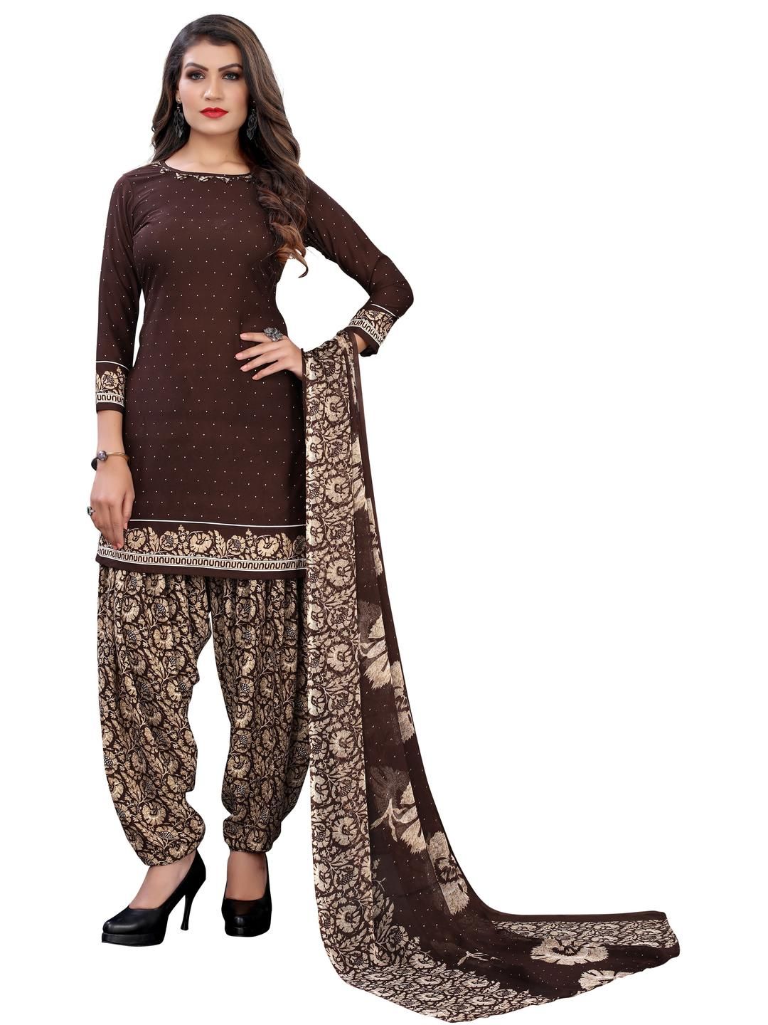Unstitched Printed Cotton Blend Kurta & Patiyala Dress Material with Dupatta-image-28