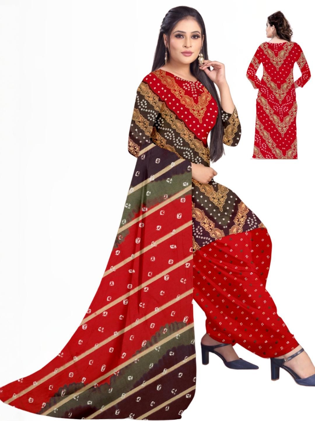 Unstitched Printed Cotton Blend Kurta & Patiyala Dress Material with Dupatta-image-30