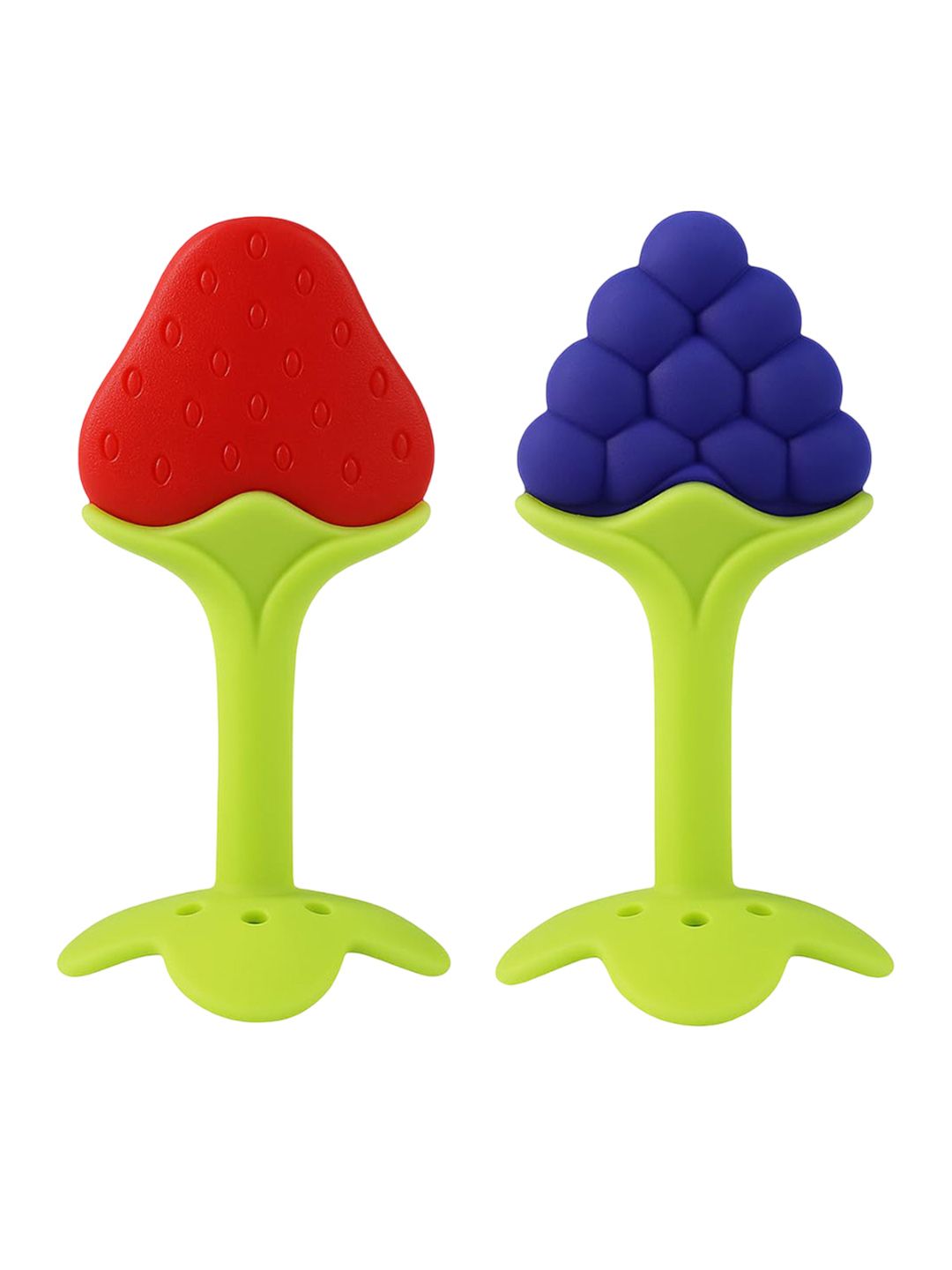Kritiu 2-Pcs Red & Blue Silicone FruitShapeStand Teether-image-6