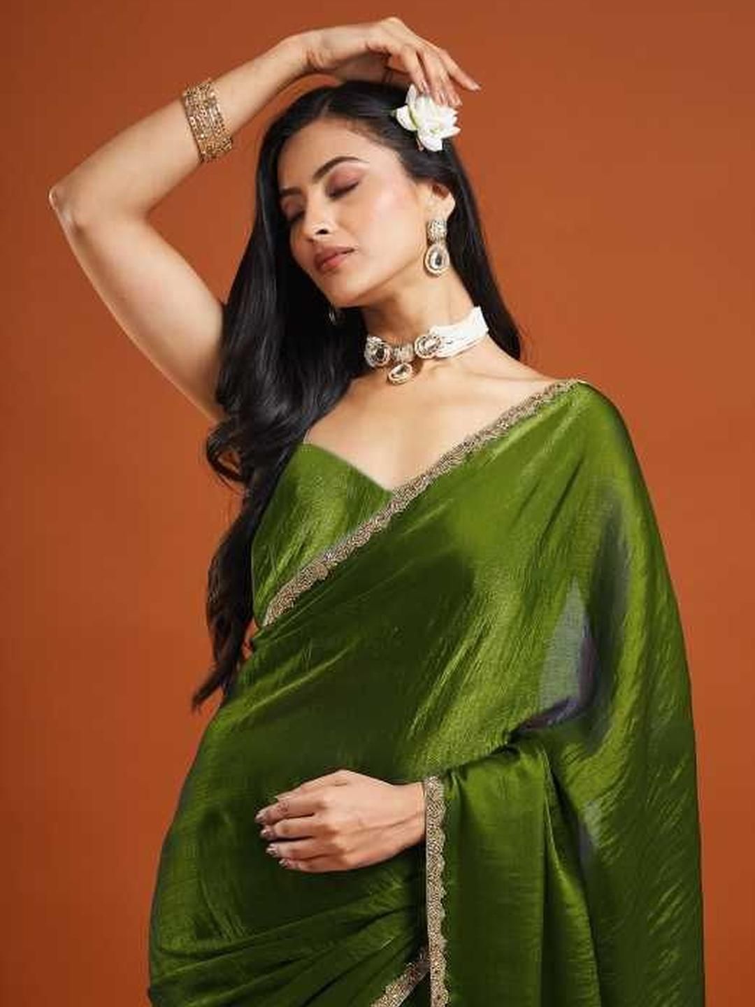 LOROFY Beads and Stones Tissue Saree-picture-39