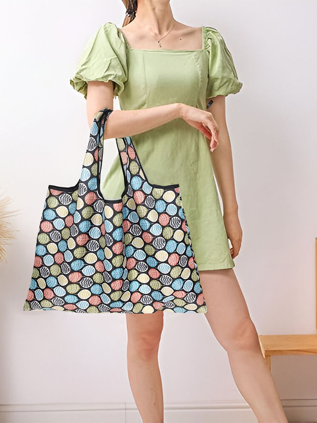 MOMISY Geometric Textured Leather Oversized Swagger Tote Bag-image-23