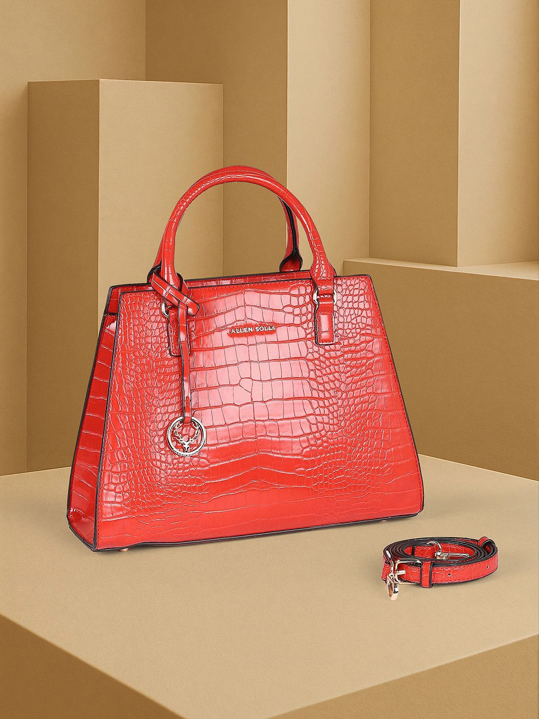 Allen Solly Woman Animal Textured Structured Handheld Bag with Bow Detail-picture-22