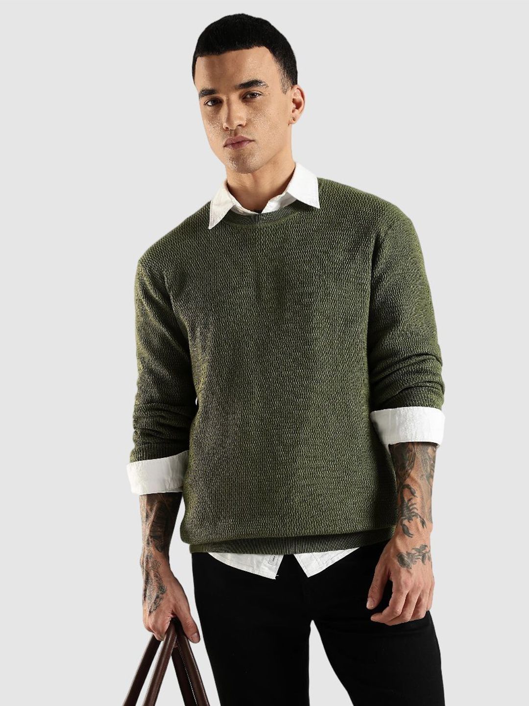 Calvin Klein Jeans Men Round Neck Textured Cotton Pullover-picture-39