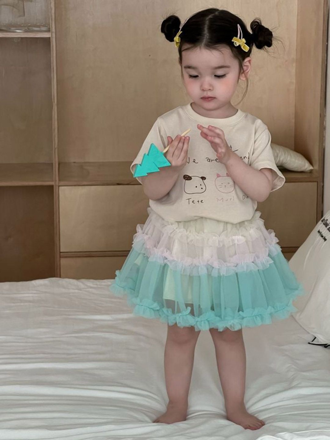 LULU & SKY Girls Pure Cotton High-Rise Tiered Knee Length Skirts-picture-17