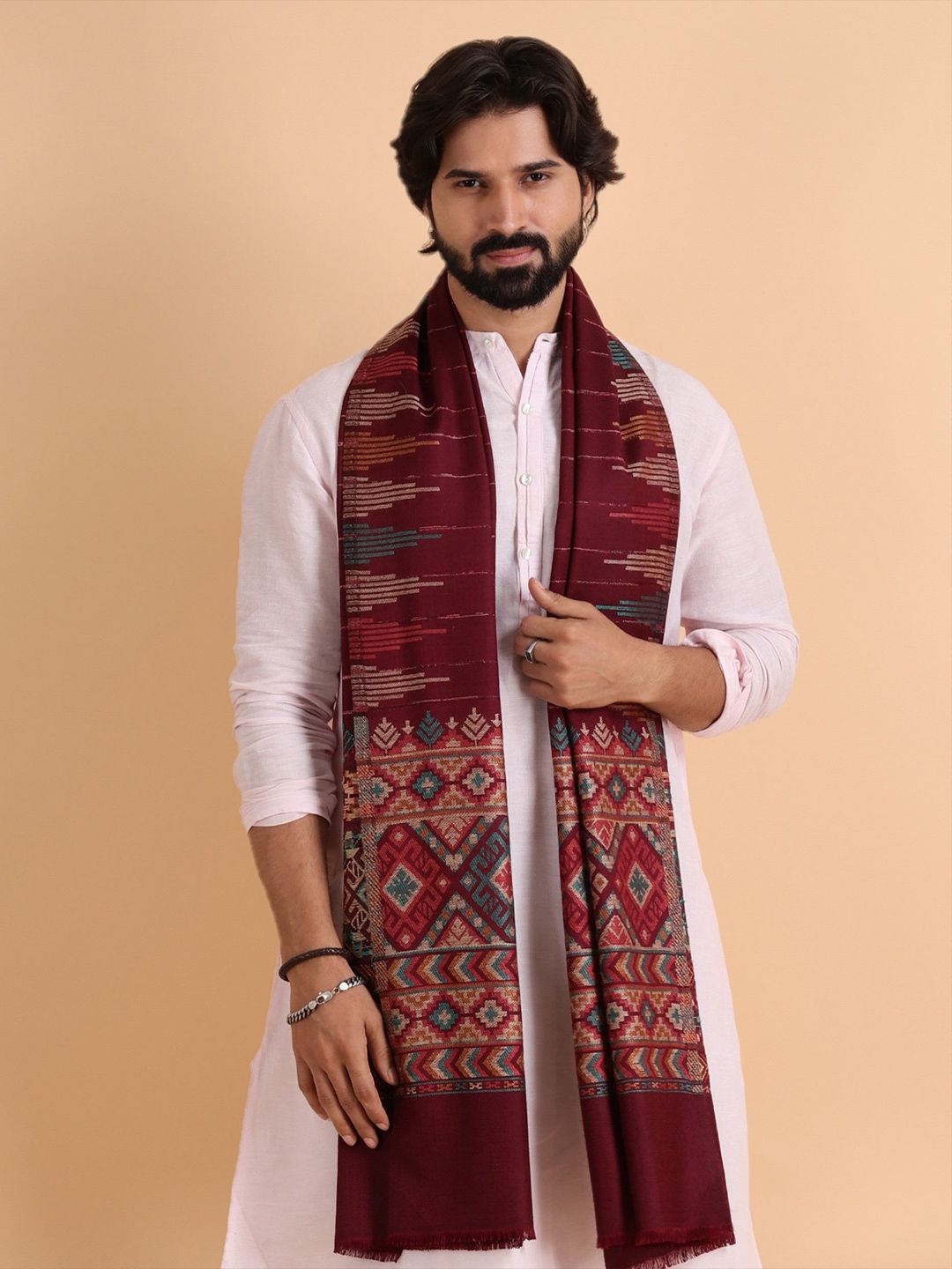 Tweedle Men Woven Design Stole-picture-54