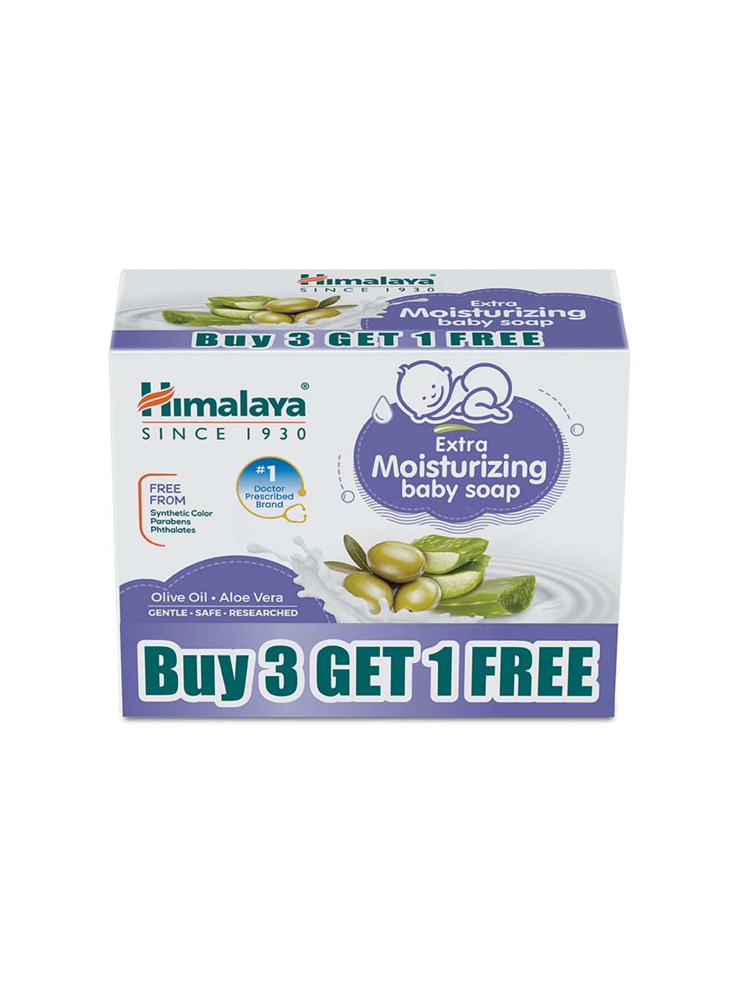 himalaya baby Himalaya Set of 4 Extra Moisturizing Baby Soap with Olive Oil & Aloevera - 125 g each-picture-26