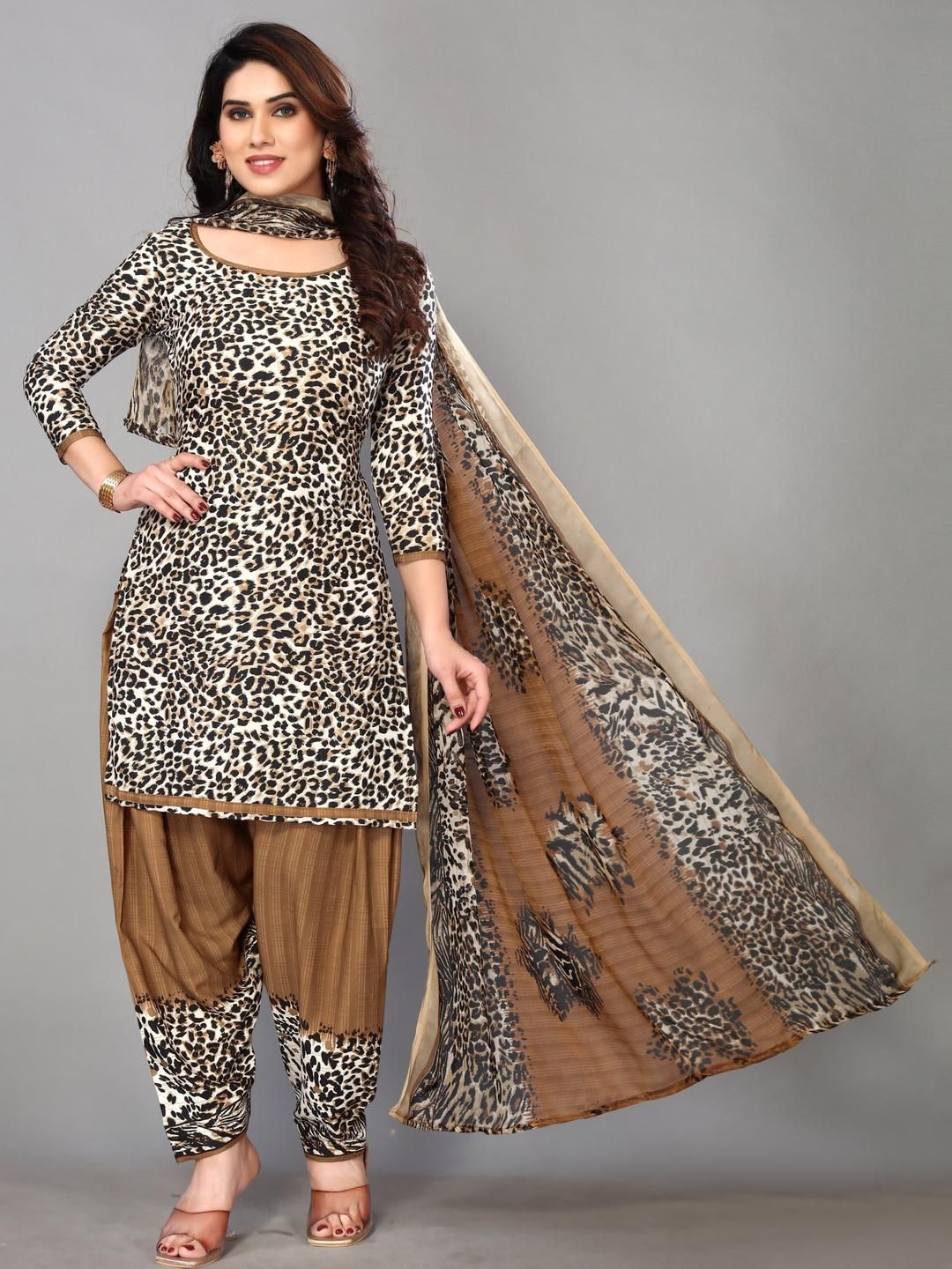 Unstitched Printed Cotton Blend Kurta & Patiyala Dress Material with Dupatta-image-49