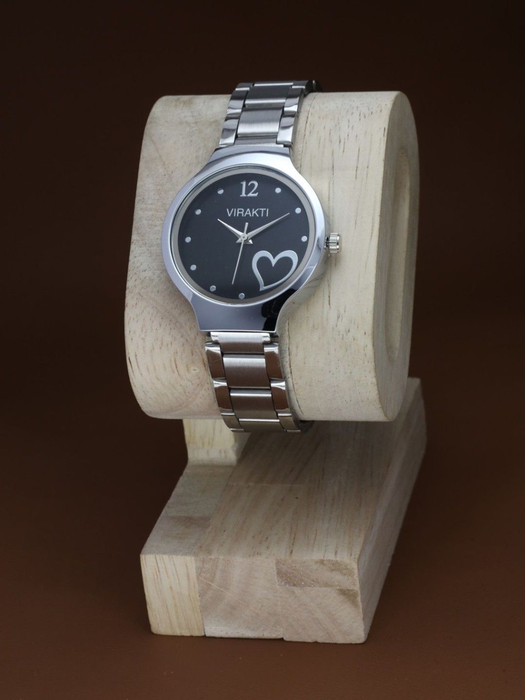 VIRAKTI Women Brass Textured Dial & Stainless Steel Straps Analogue Watch SAT-09-BLACK-image-19