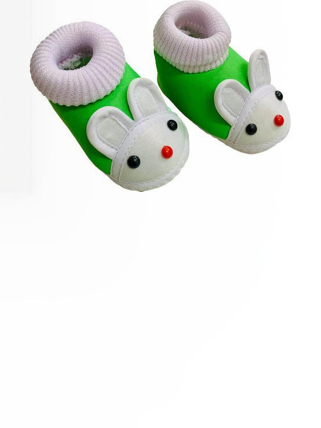 LMN CHILD CARE Kids Green Cotton Booties-image-1